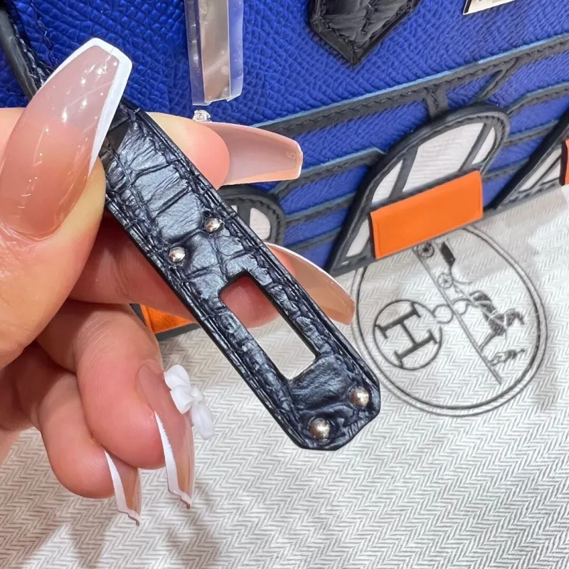 Hermes Faubourg Blue Leather Mini Handbag - Image 7