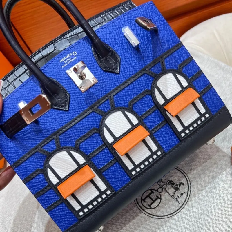 Hermes Faubourg Blue Leather Mini Handbag - Image 9