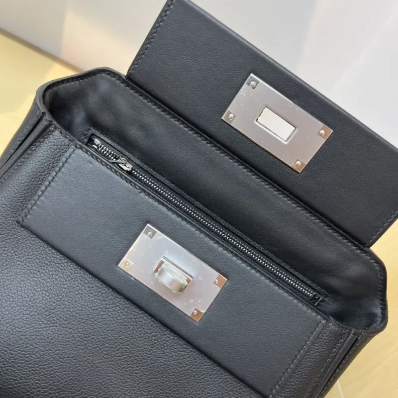 Hermes Black Kelly 2424 Mini Leather Handbag - Image 8