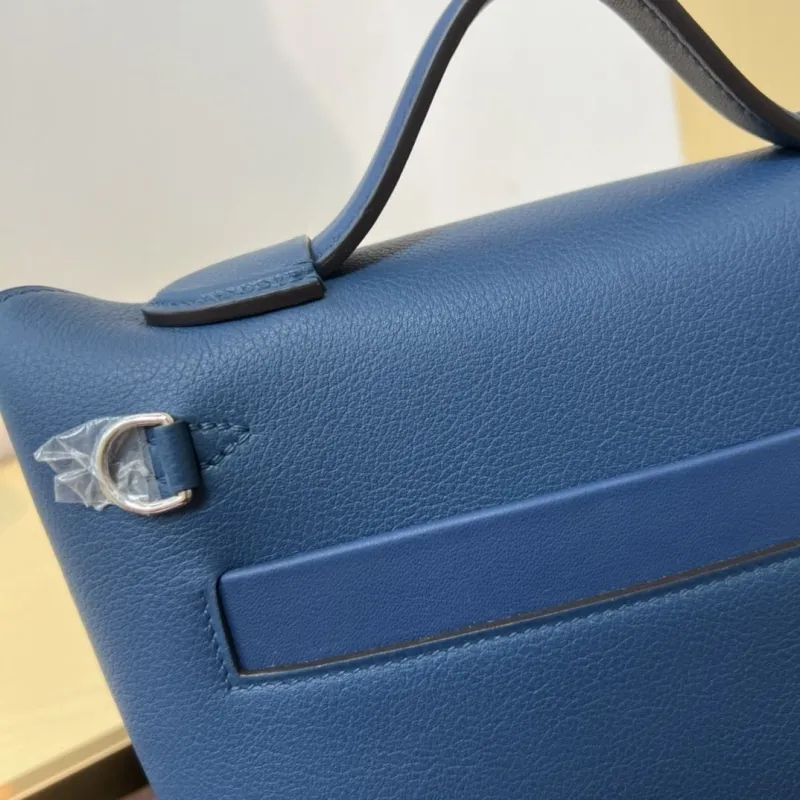 Hermes Kelly 2424 Mini Blue Leather Handbag - Image 6