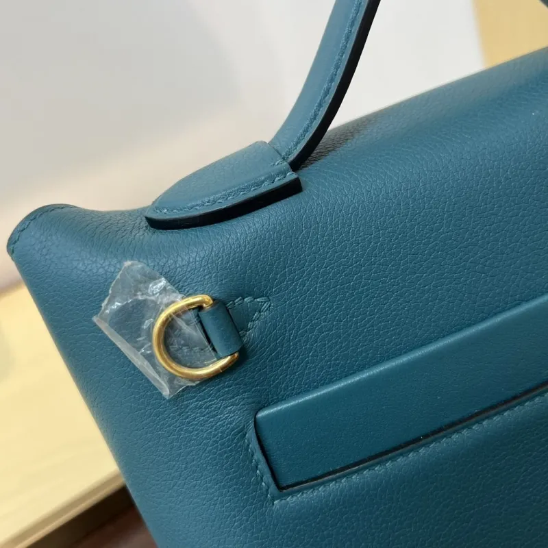 Hermes Kelly 2424 Mini Teal Leather Handbag - Image 5