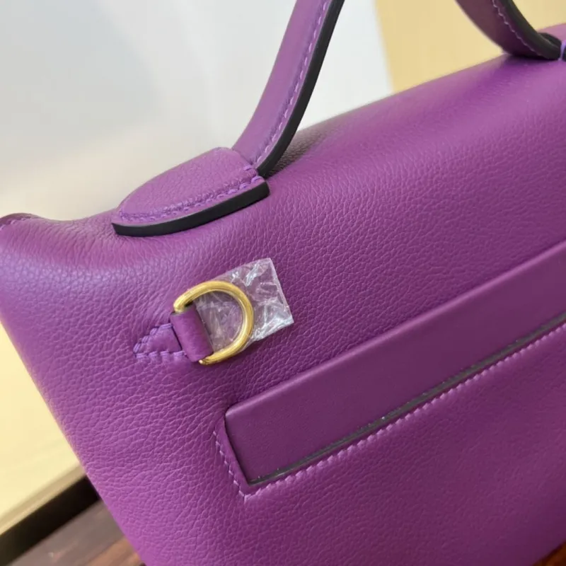 Hermes Kelly 2424 Mini Purple Leather Handbag - Image 6