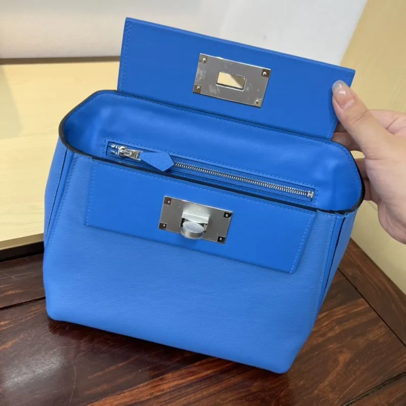 Hermes Blue Kelly 2424 Mini Handbag - Image 7