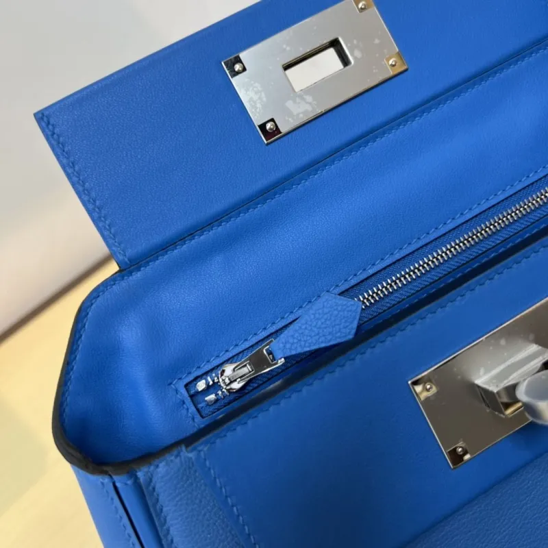 Hermes Blue Kelly 2424 Mini Handbag - Image 8