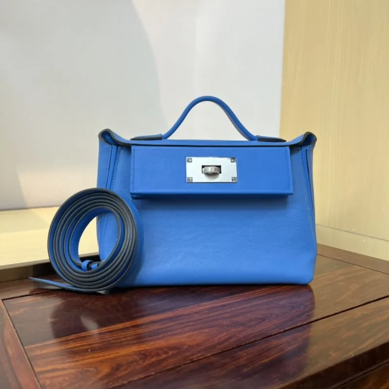 Hermes Blue Kelly 2424 Mini Handbag - Image 9