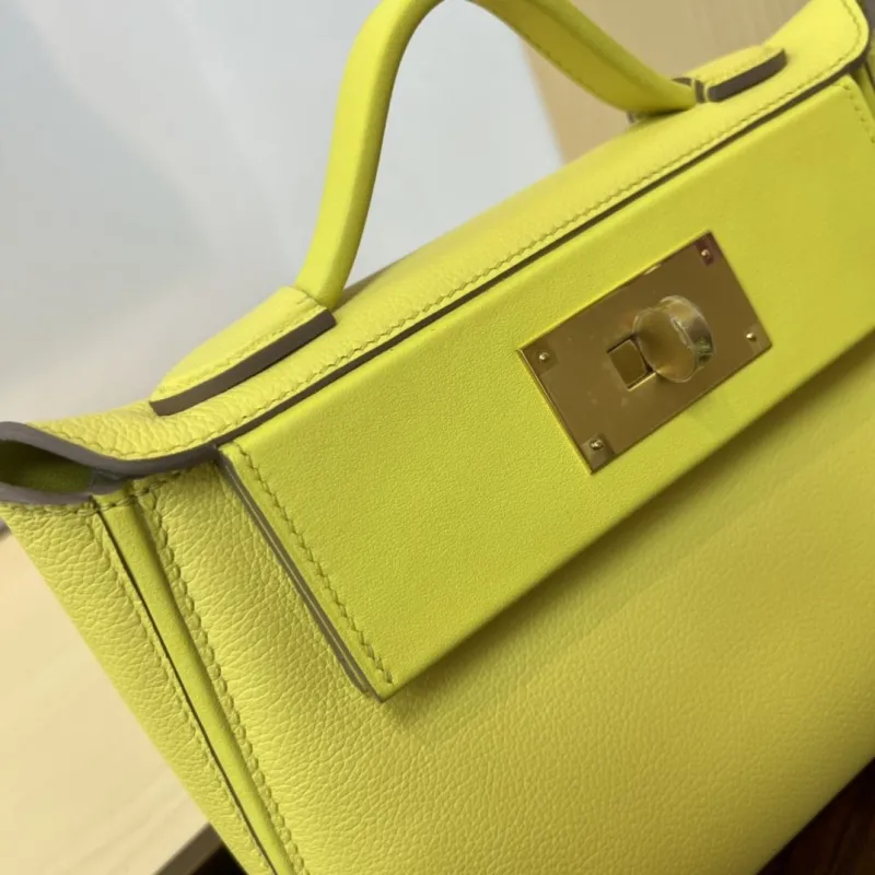 Hermes Kelly 2424 Mini Lemon Yellow Handbag - Image 4