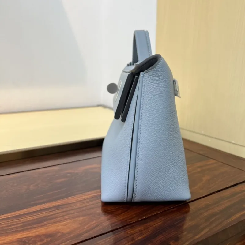Hermes Kelly 2424 Mini Light Blue Leather Handbag - Image 6