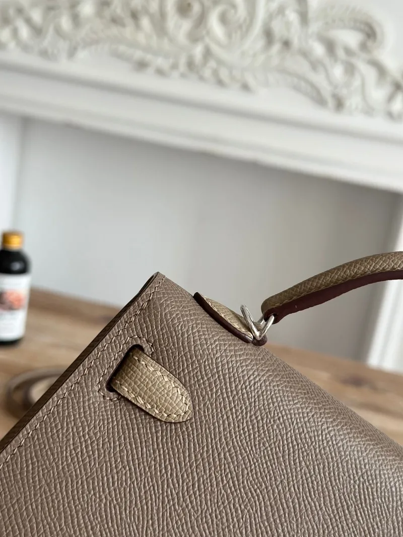 Hermes Taupe Mini Kelly Crossbody Handbag - Image 4