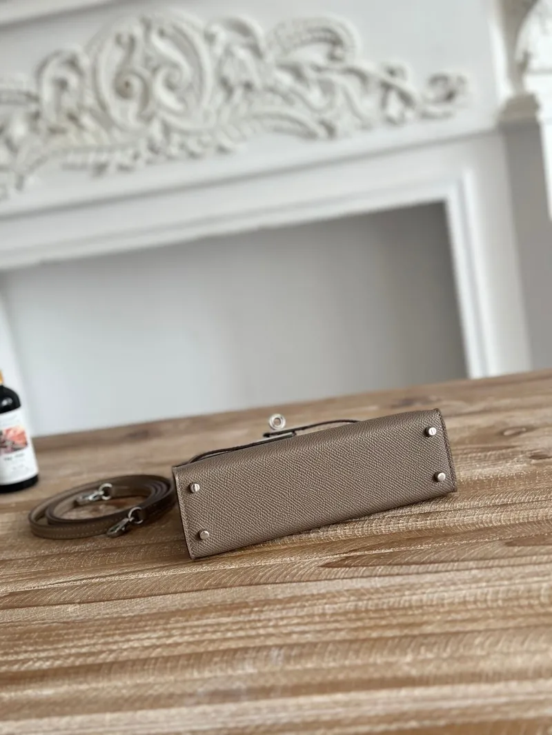Hermes Taupe Mini Kelly Crossbody Handbag - Image 6