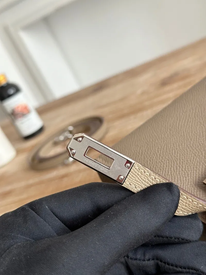 Hermes Taupe Mini Kelly Crossbody Handbag - Image 7