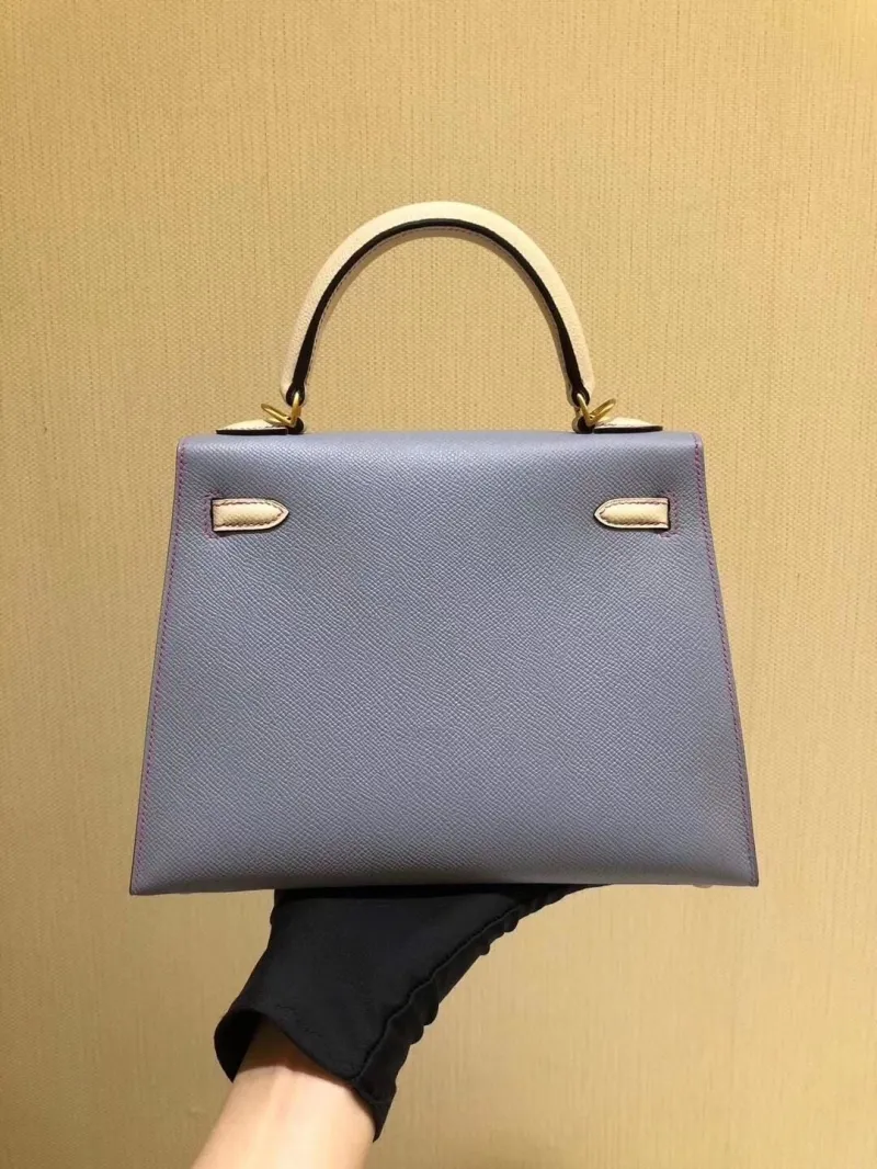 Hermes Light Blue Leather Kelly Handbag - Image 3