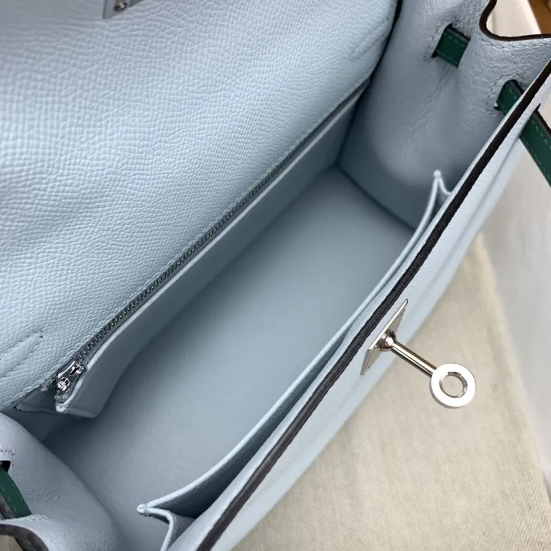 Hermes Kelly 24 Light Blue Leather Handbag - Image 5