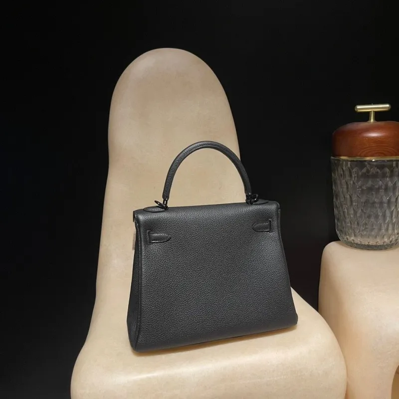 Hermes Black Leather Kelly Handbag 54 - Image 8