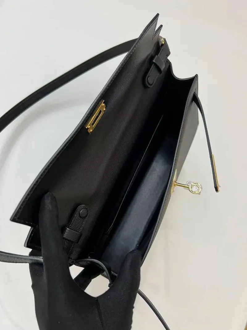Hermes Kelly Black Shoulder Bag 55 - Image 6