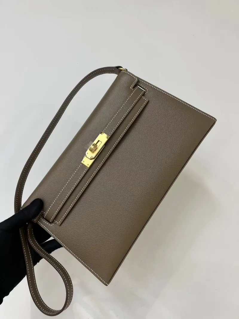Hermes Taupe Kelly Crossbody Bag 56