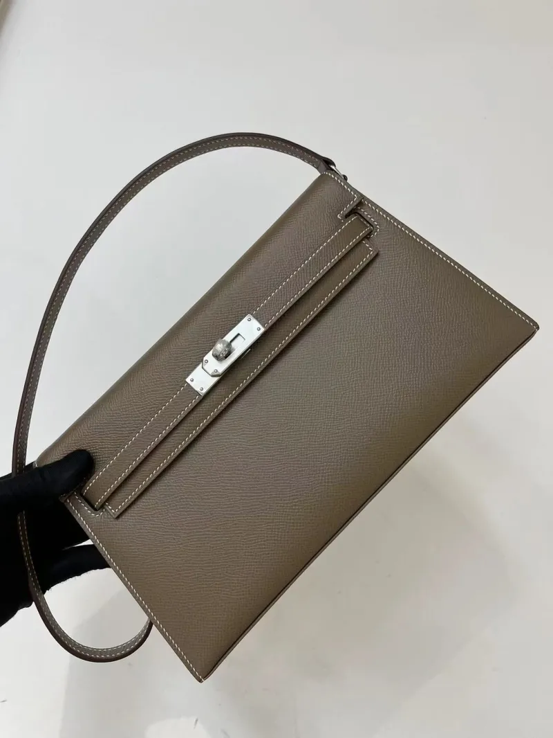 Alternative view of Hermes Taupe Kelly Crossbody Bag 56
