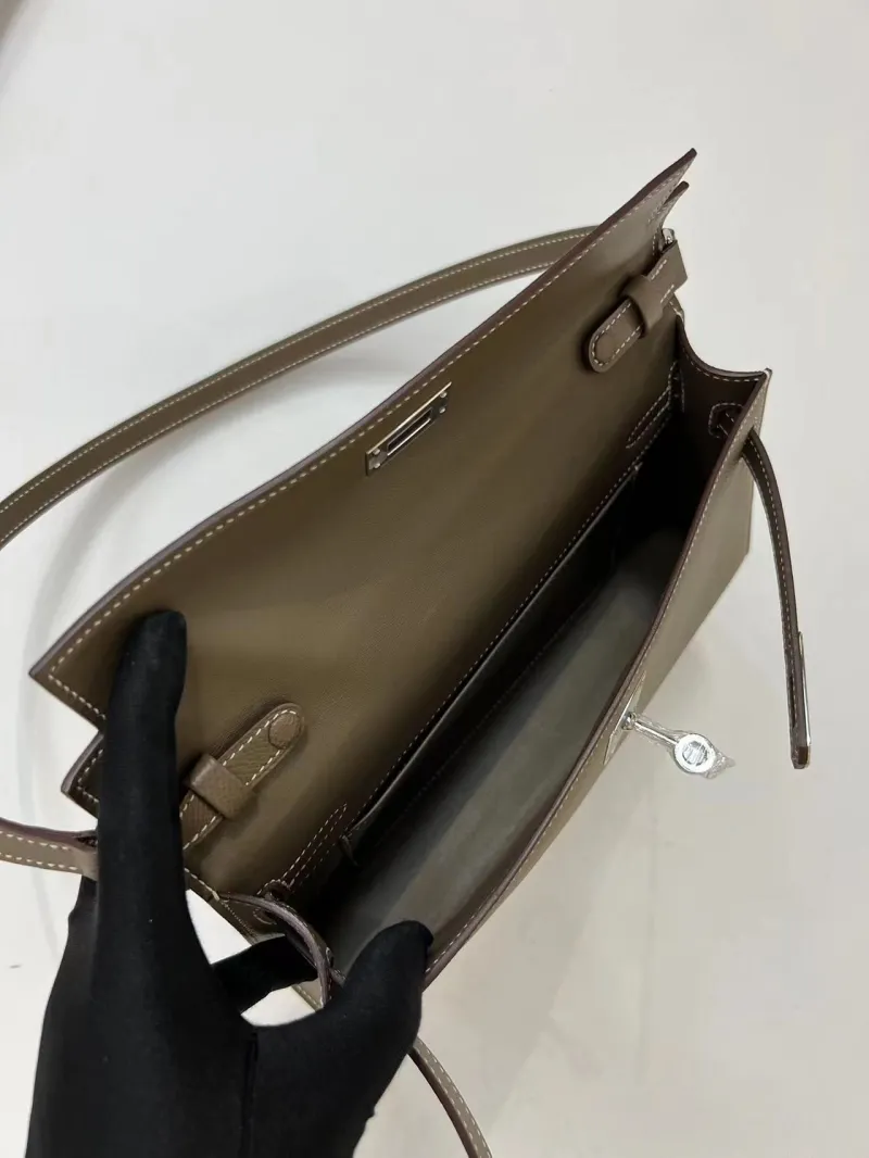 Hermes Taupe Kelly Crossbody Bag 56 - Image 3
