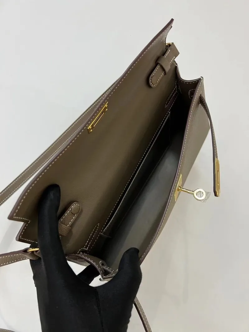 Hermes Taupe Kelly Crossbody Bag 56 - Image 7