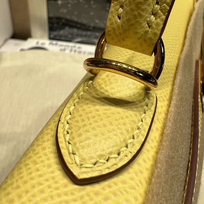 Hermes Pale Yellow Kelly Leather Handbag 62 - Image 6