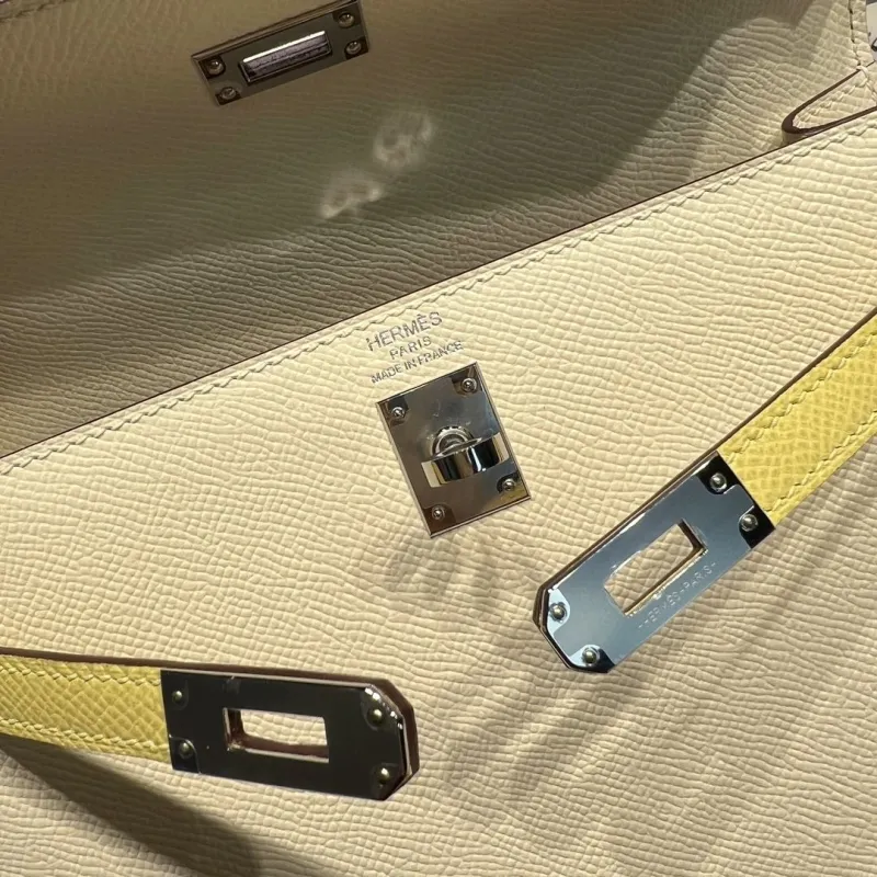 Hermes Cream Tan Kelly Leather Handbag - Image 8