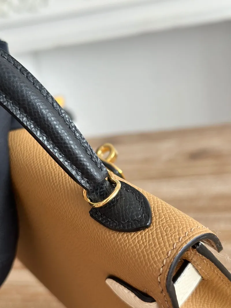 Hermes Kelly 80 Brown Leather Handbag with Black Strap - Image 5
