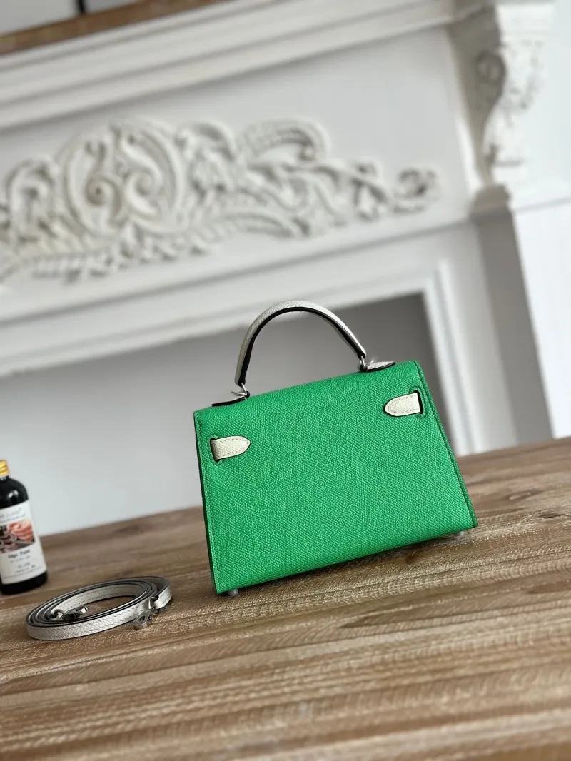 Hermes Green White Kelly Mini Handbag - Image 3
