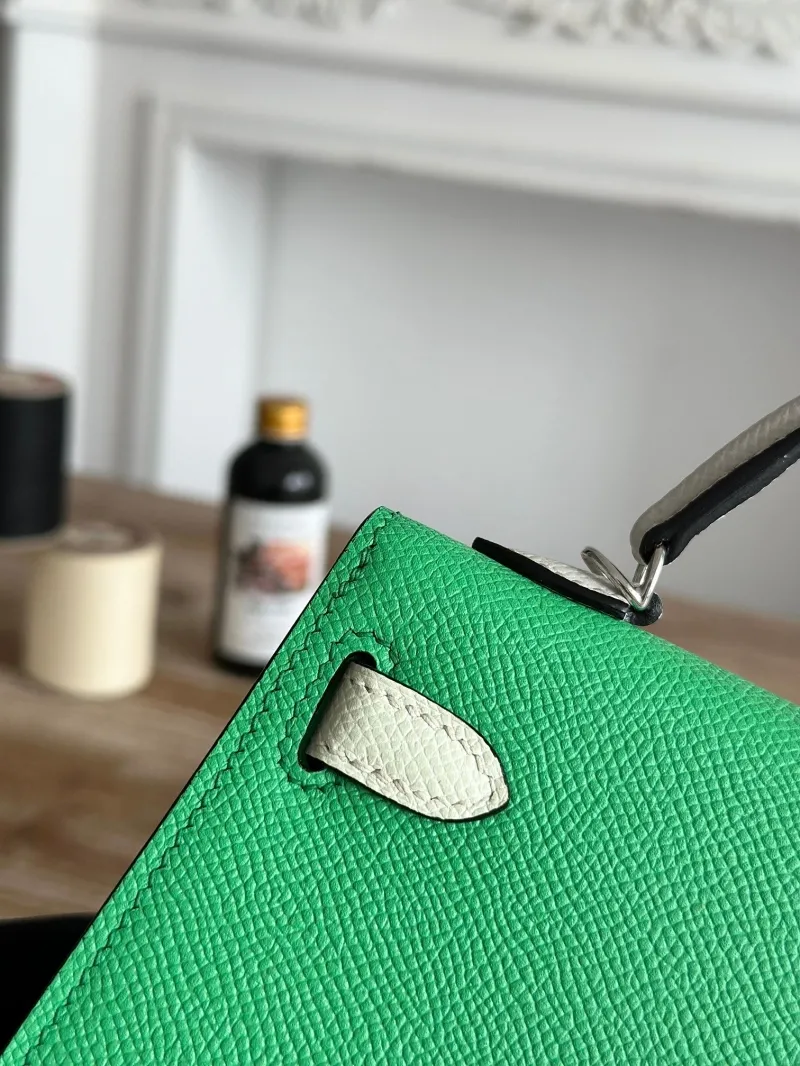 Hermes Green White Kelly Mini Handbag - Image 5