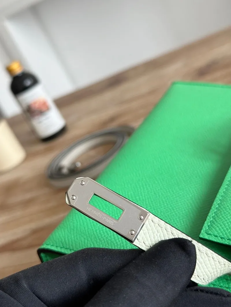 Hermes Green White Kelly Mini Handbag - Image 7