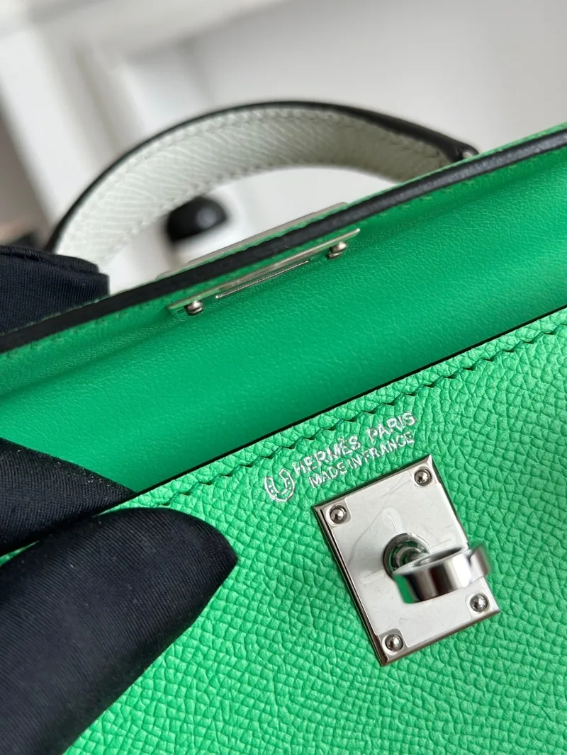 Hermes Green White Kelly Mini Handbag - Image 8
