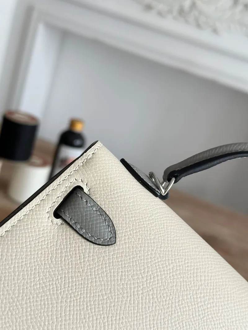 Hermes Mini Kelly Cream Gray Crossbody Bag - Image 4