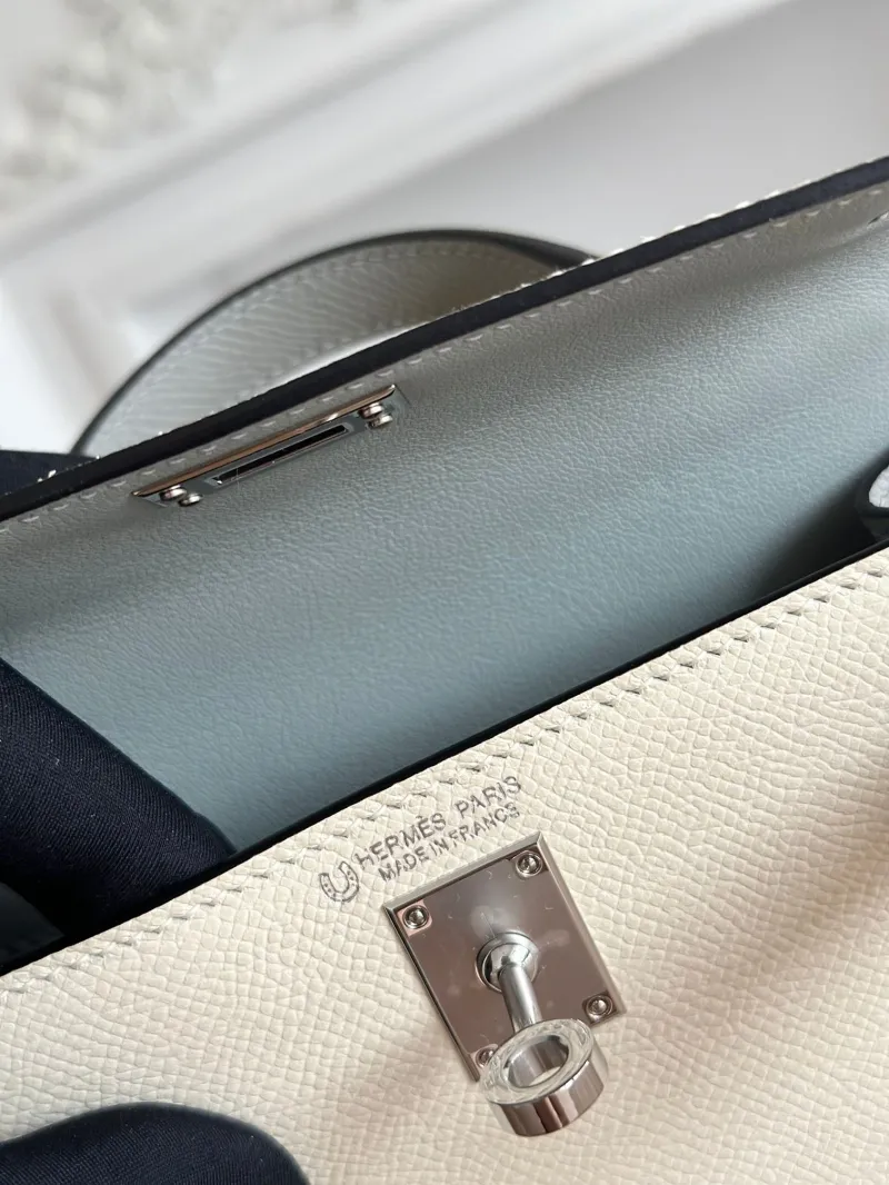 Hermes Mini Kelly Cream Gray Crossbody Bag - Image 8