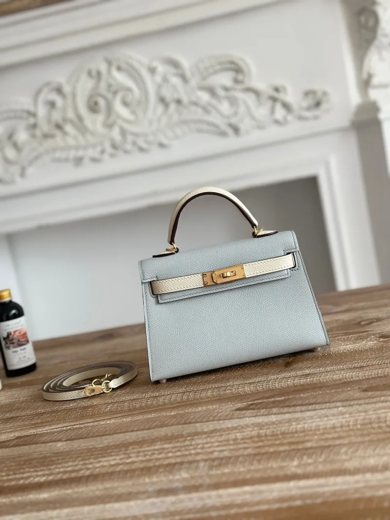Hermes Pale Blue Mini Kelly Handbag 120