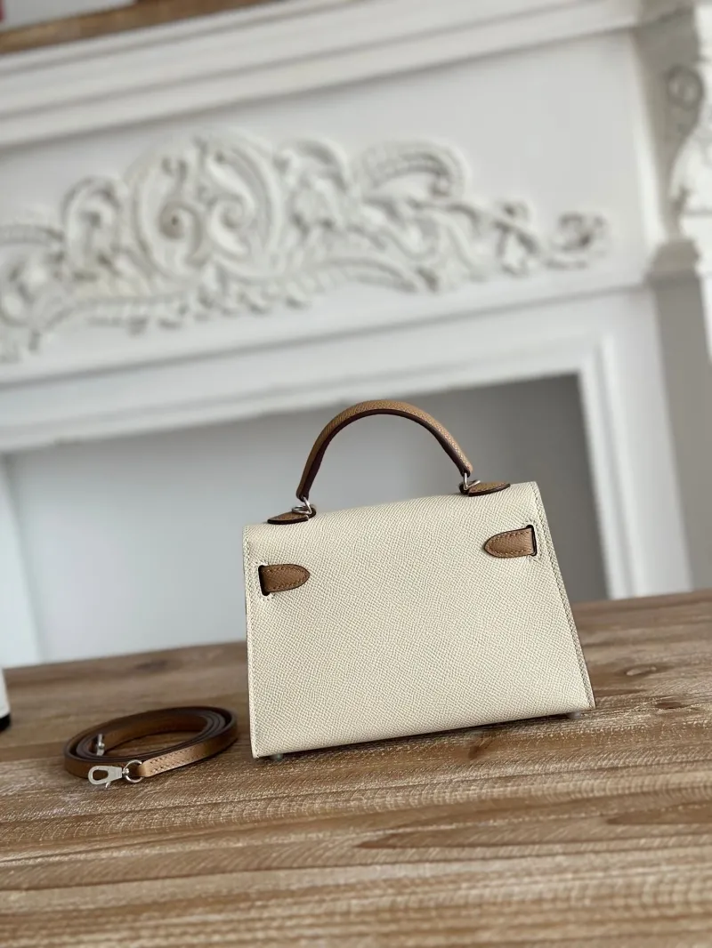 Alternative view of Hermes Mini Kelly Crossbody Bag Cream Tan SKU 121