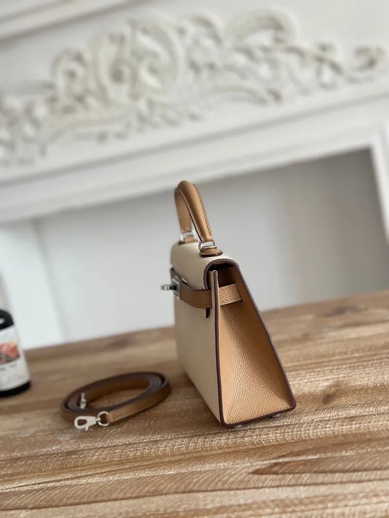 Hermes Mini Kelly Crossbody Bag Cream Tan SKU 121 - Image 3