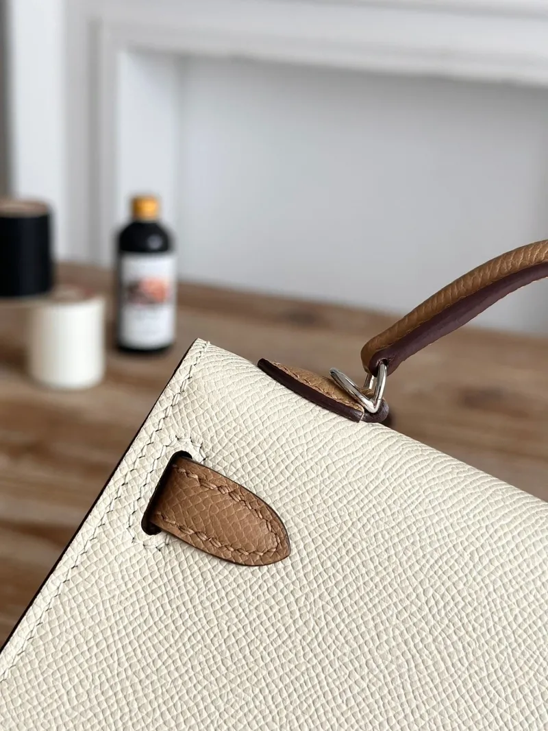 Hermes Mini Kelly Crossbody Bag Cream Tan SKU 121 - Image 5