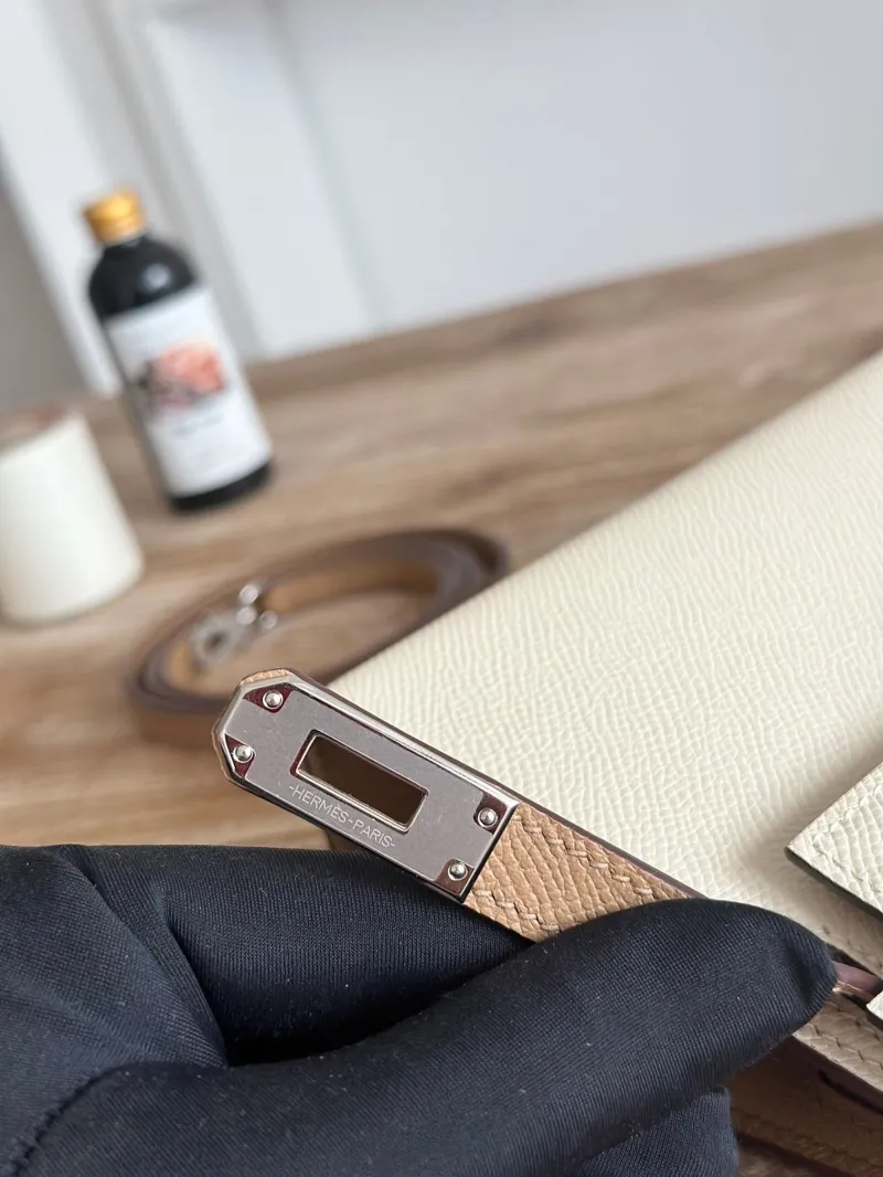 Hermes Mini Kelly Crossbody Bag Cream Tan SKU 121 - Image 7