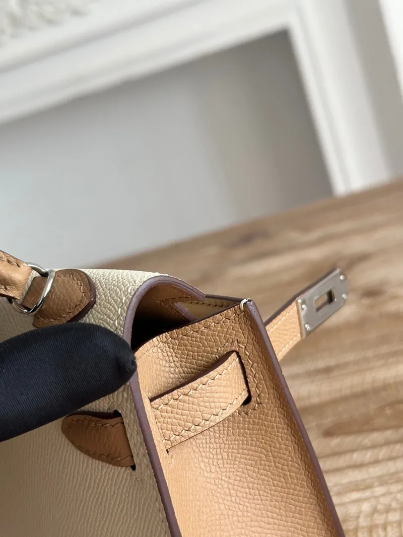Hermes Mini Kelly Crossbody Bag Cream Tan SKU 121 - Image 8