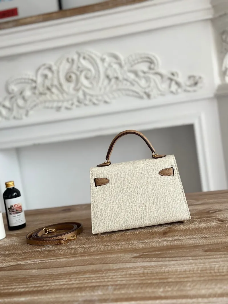 Alternative view of Hermes Cream Brown Mini Kelly Handbag with Strap