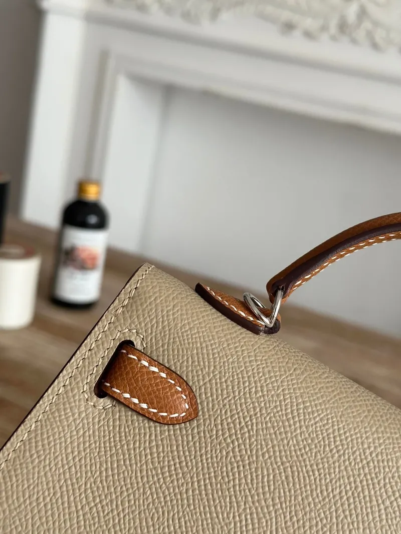 Hermes Mini Kelly Crossbody Bag Taupe Brown 123 - Image 5