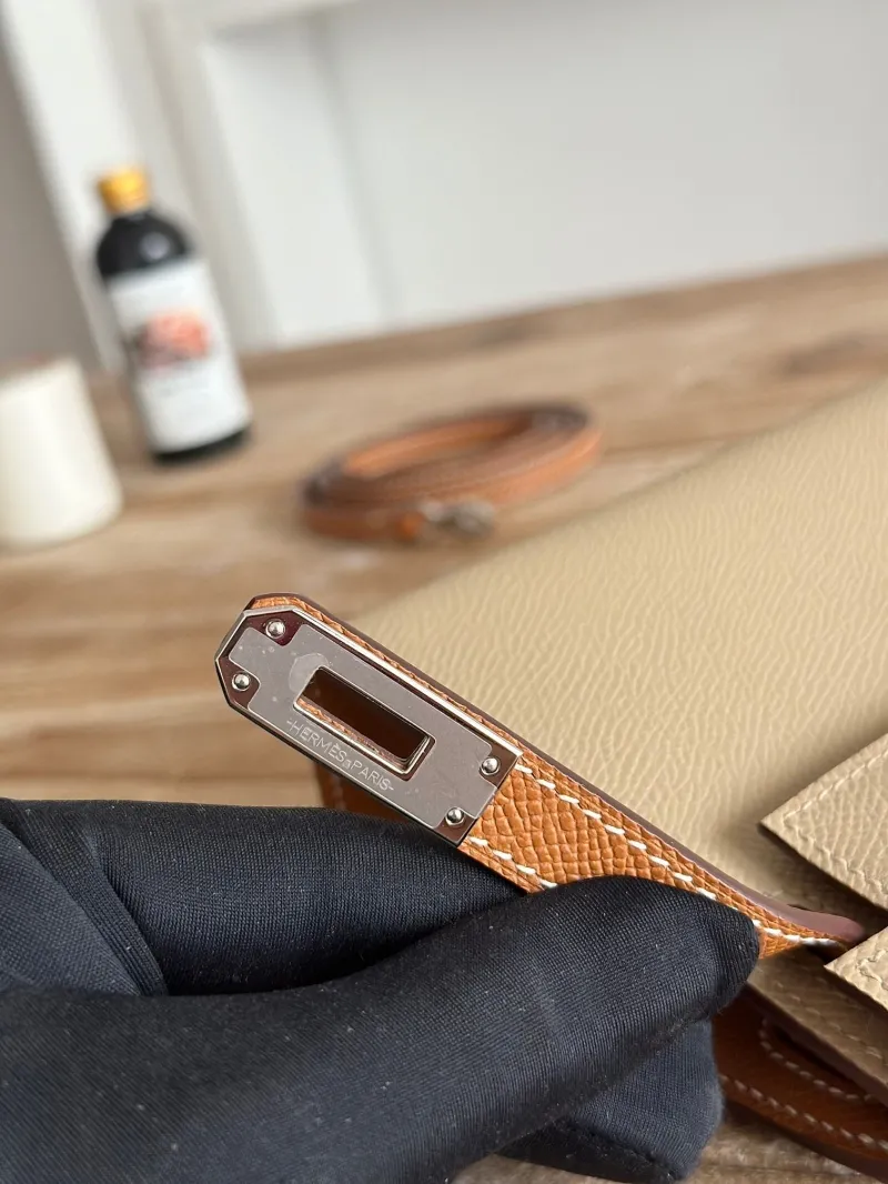 Hermes Mini Kelly Crossbody Bag Taupe Brown 123 - Image 7