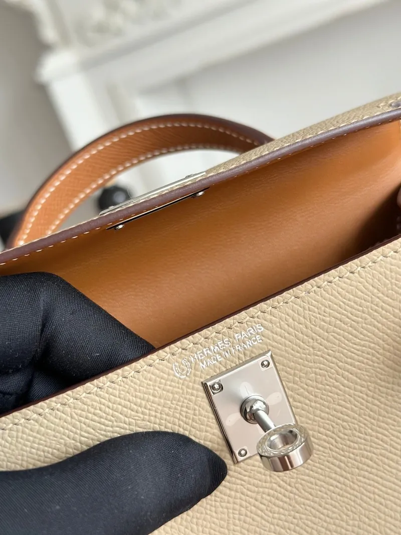 Hermes Mini Kelly Crossbody Bag Taupe Brown 123 - Image 8