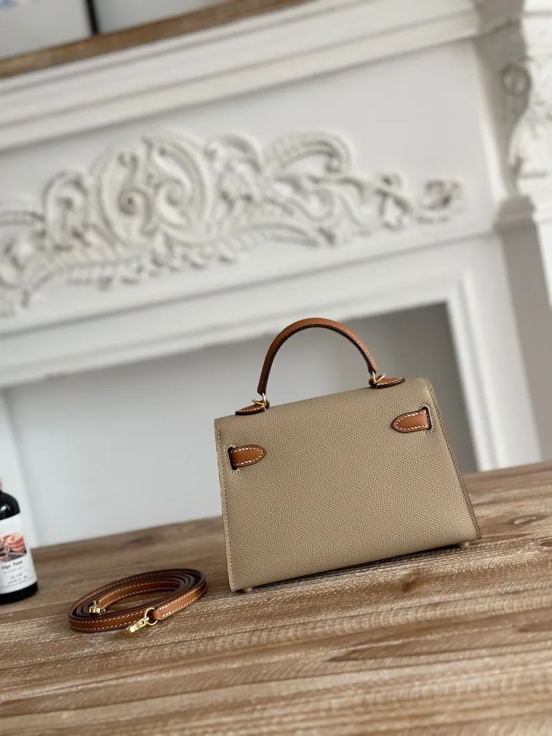 Alternative view of Hermes Mini Kelly Crossbody Bag Taupe Brown
