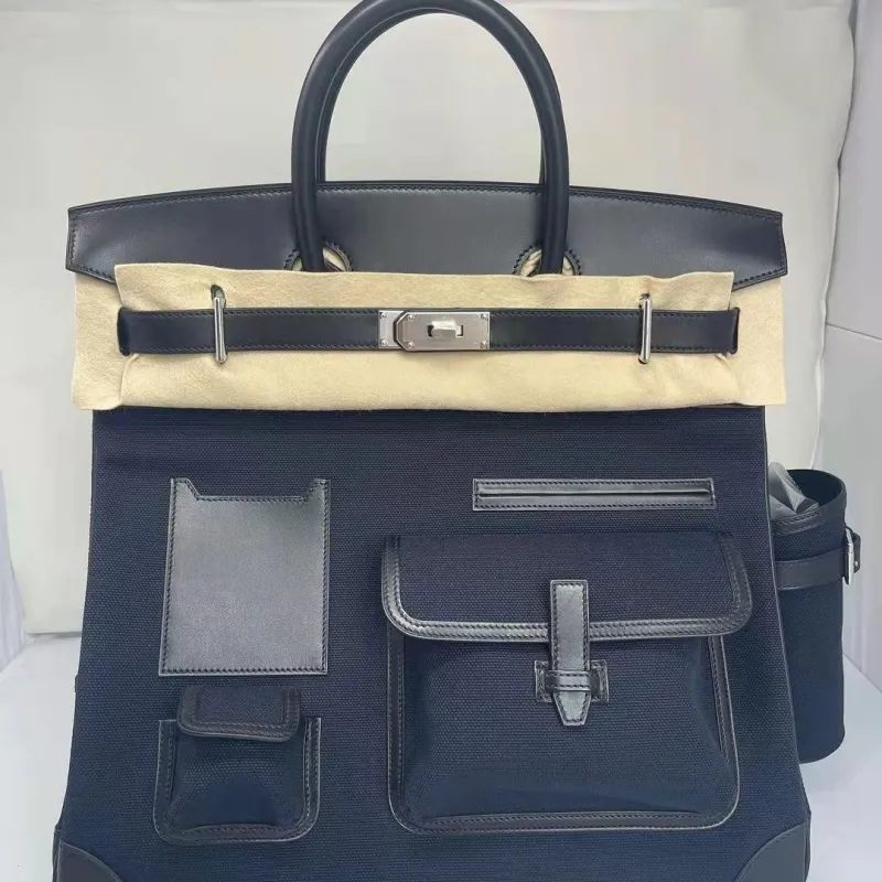 Alternative view of Hermes Navy Leather Canvas Kelly Handbag 125