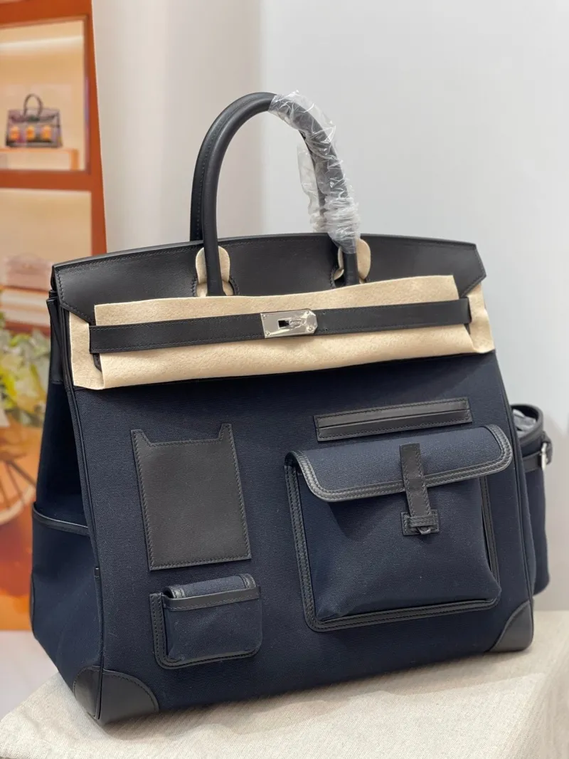 Alternative view of Hermes Navy Black Kelly Tote Bag 128