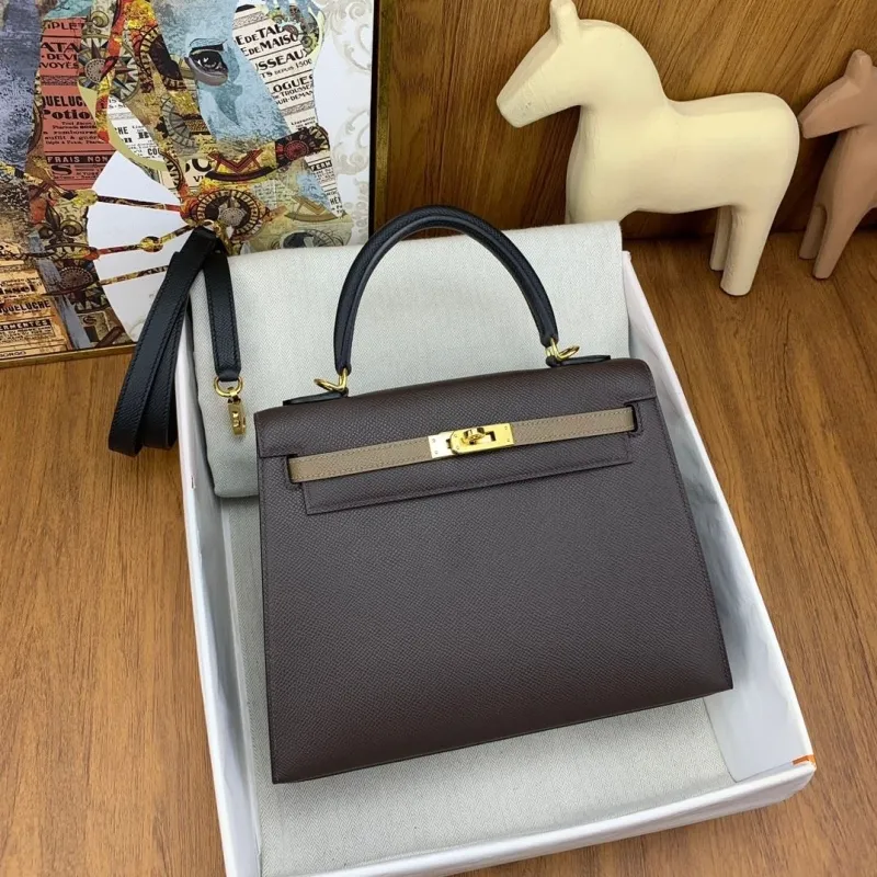 Hermes Kelly Dark Brown Leather Handbag - Image 3