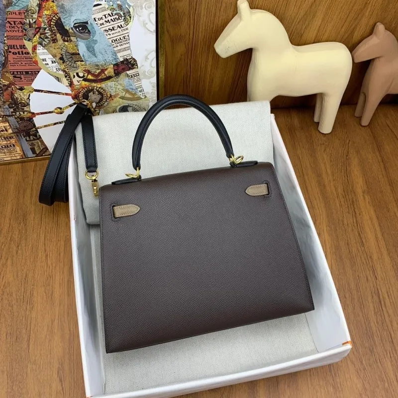 Hermes Kelly Dark Brown Leather Handbag - Image 4