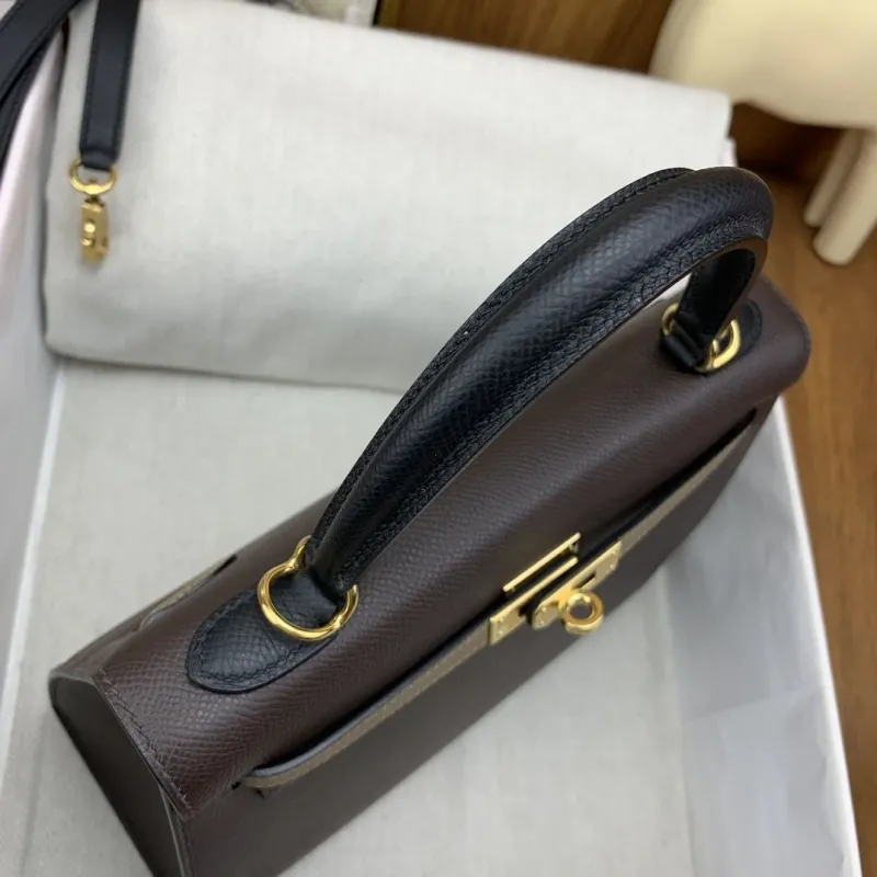 Hermes Kelly Dark Brown Leather Handbag - Image 8