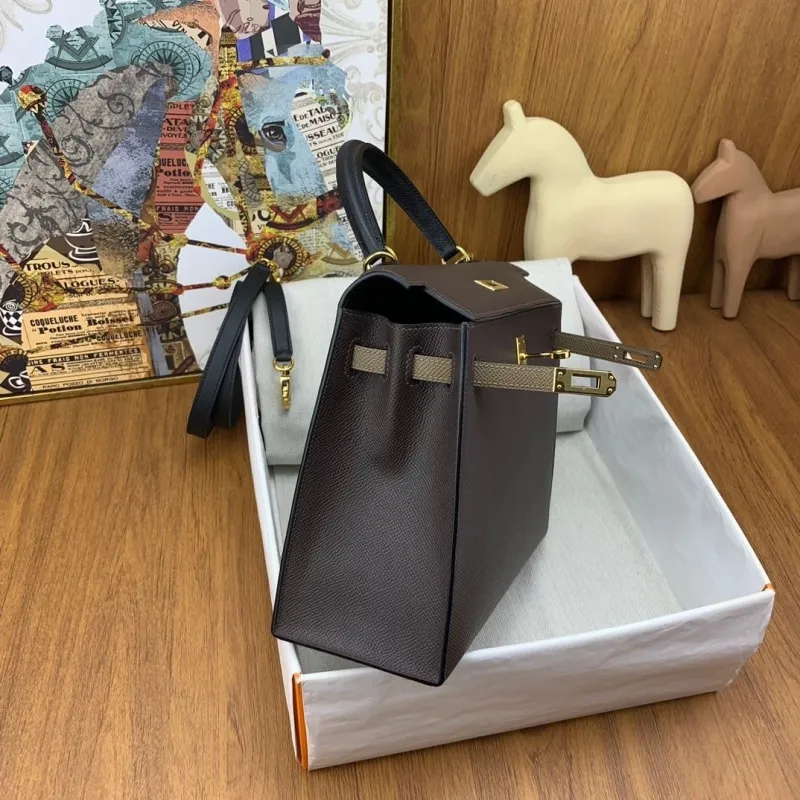 Hermes Kelly Dark Brown Leather Handbag - Image 9