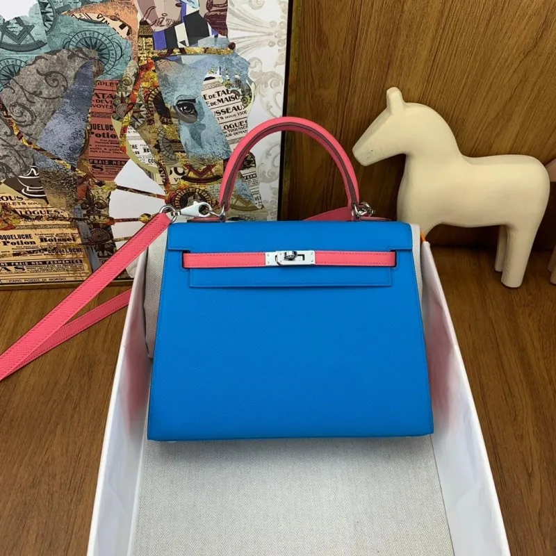 Hermes Kelly Blue Pink Handbag 132