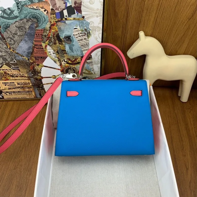 Alternative view of Hermes Kelly Blue Pink Handbag 132